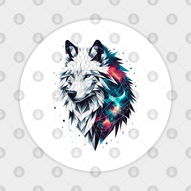 Cosmic Canine: Geometric Wolf Magnet by Graphic Wonders Emporium